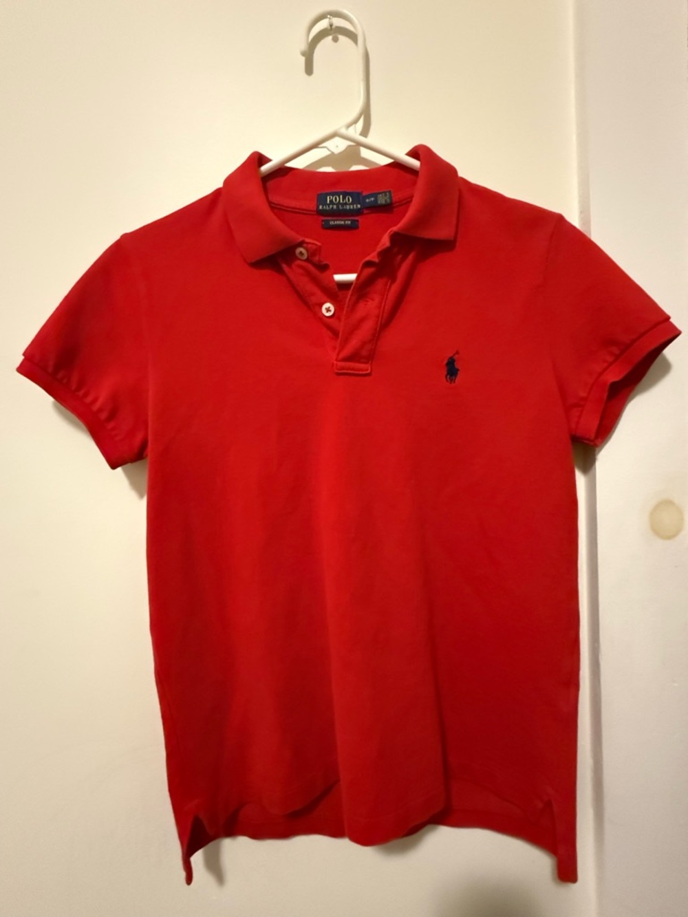 Polo by Ralph Lauren Red 100% Cotton Short-Sleeve Polo Shirt with Navy Logo
